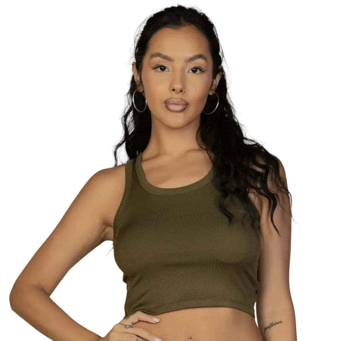 Olive Ribbed Tank Top